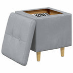 Pouf con Storage Grigio chiaro 40 x 40 x 45 cm Tessuto