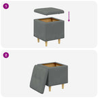 Pouf contenitore Grigio scuro 40 x 40 x 45 cm Tessuto
