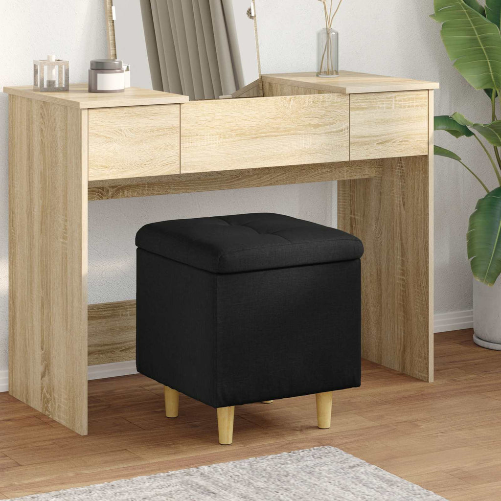 Pouf contenitore con cuscino Nero 40 x 40 x 45 cm Tessuto