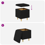 Pouf contenitore con cuscino Nero 40 x 40 x 45 cm Tessuto