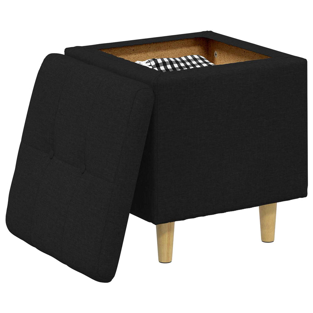 Pouf contenitore con cuscino Nero 40 x 40 x 45 cm Tessuto