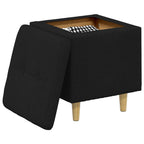 Pouf contenitore con cuscino Nero 40 x 40 x 45 cm Tessuto