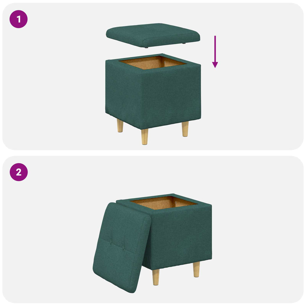 Pouf contenitore Verde Scuro 40 x 40 x 45 cm Tessuto