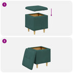 Pouf contenitore Verde Scuro 40 x 40 x 45 cm Tessuto