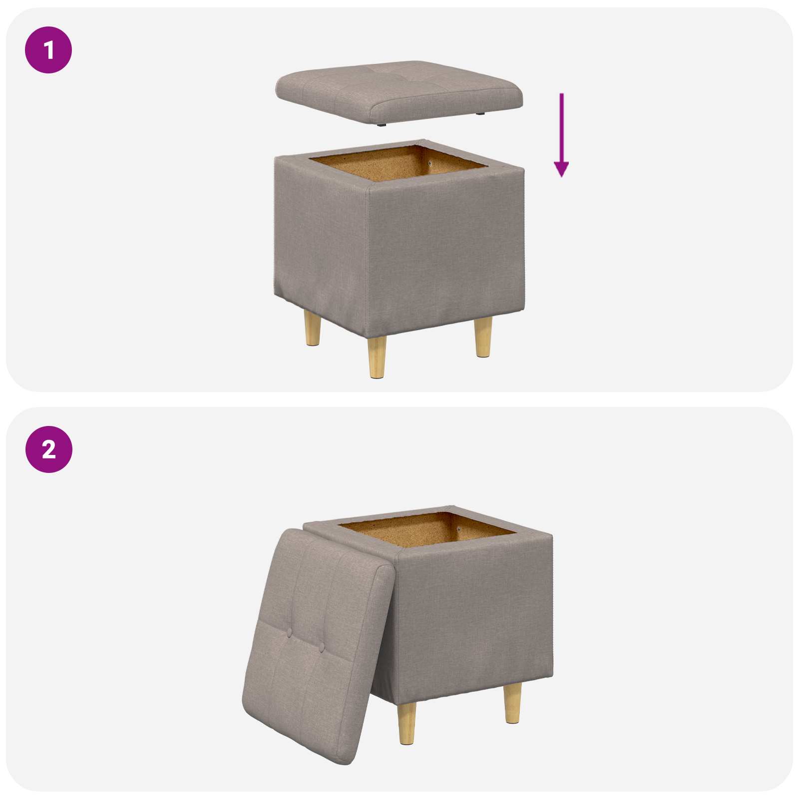 Pouf contenitore con cuscino Talpa 40 x 40 x 45 cm Tessuto