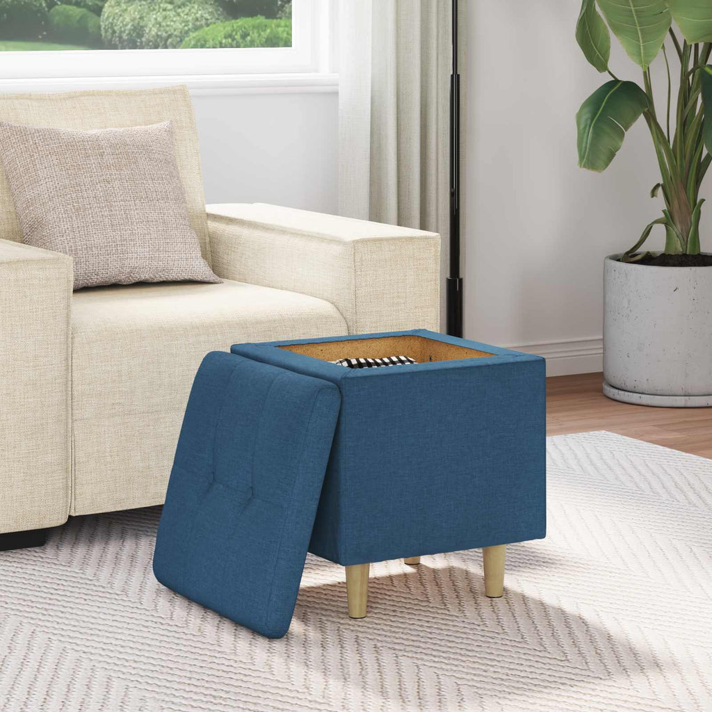 Pouf contenitore con cuscino Blu 40 x 40 x 45 cm Tessuto