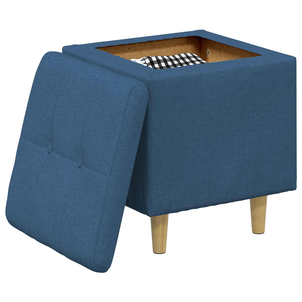 Pouf contenitore con cuscino Blu 40 x 40 x 45 cm Tessuto