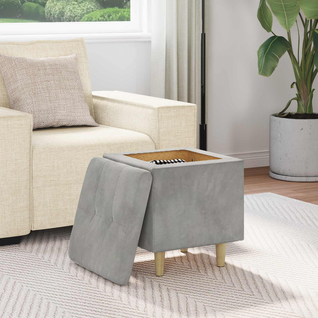 Pouf contenitore Grigio chiaro 40 x 40 x 45 cm Velluto