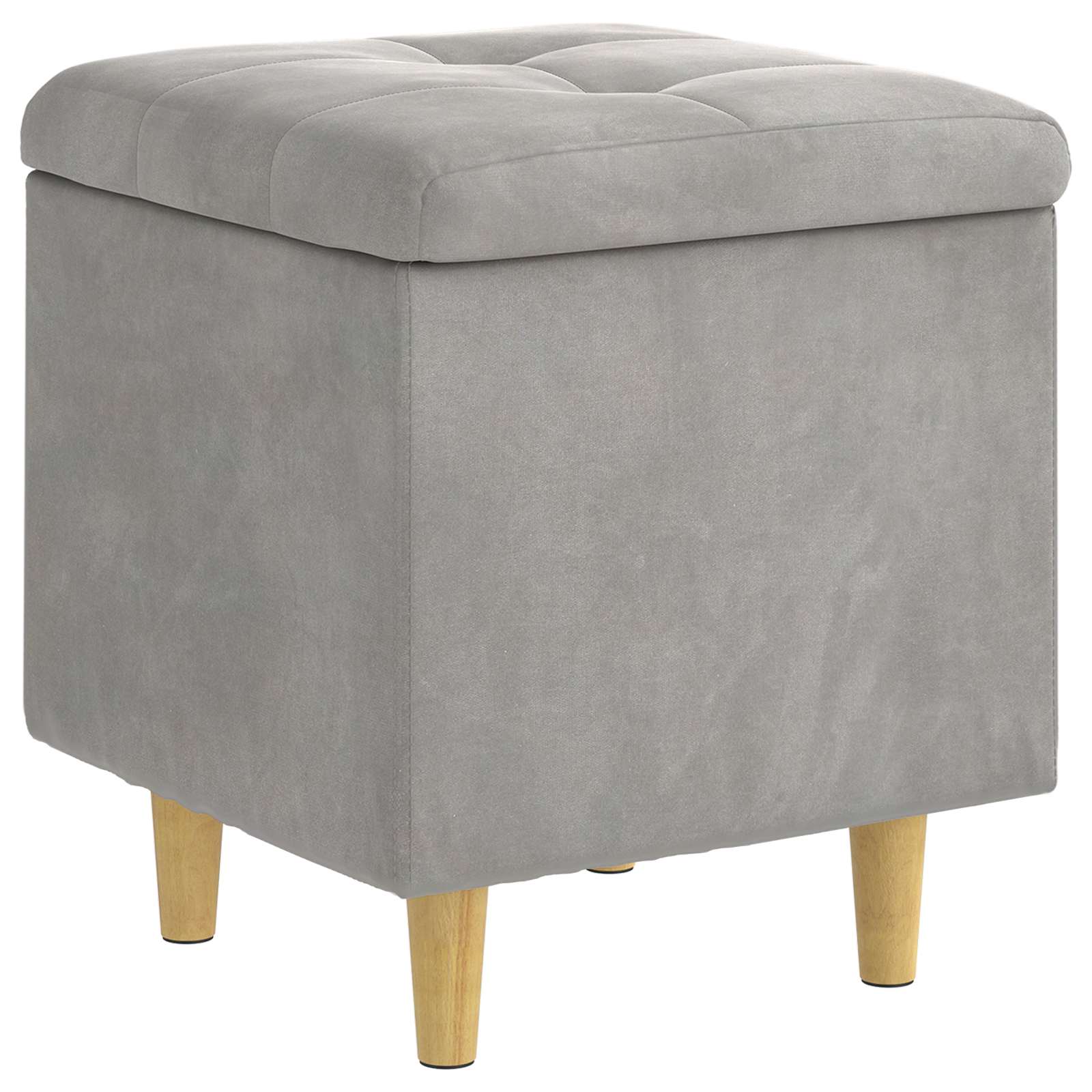 Pouf contenitore Grigio chiaro 40 x 40 x 45 cm Velluto