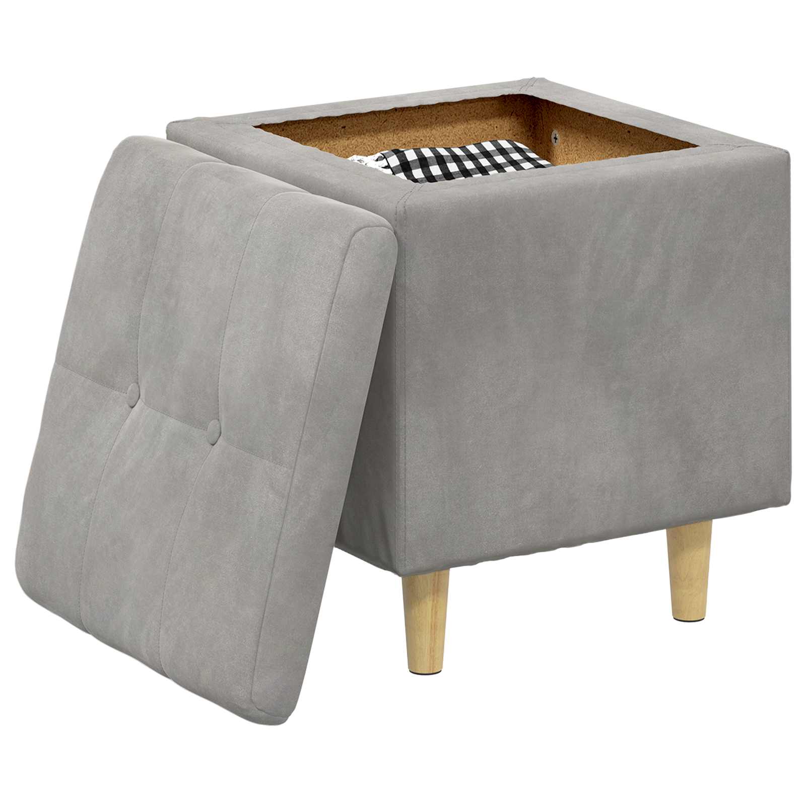 Pouf contenitore Grigio chiaro 40 x 40 x 45 cm Velluto