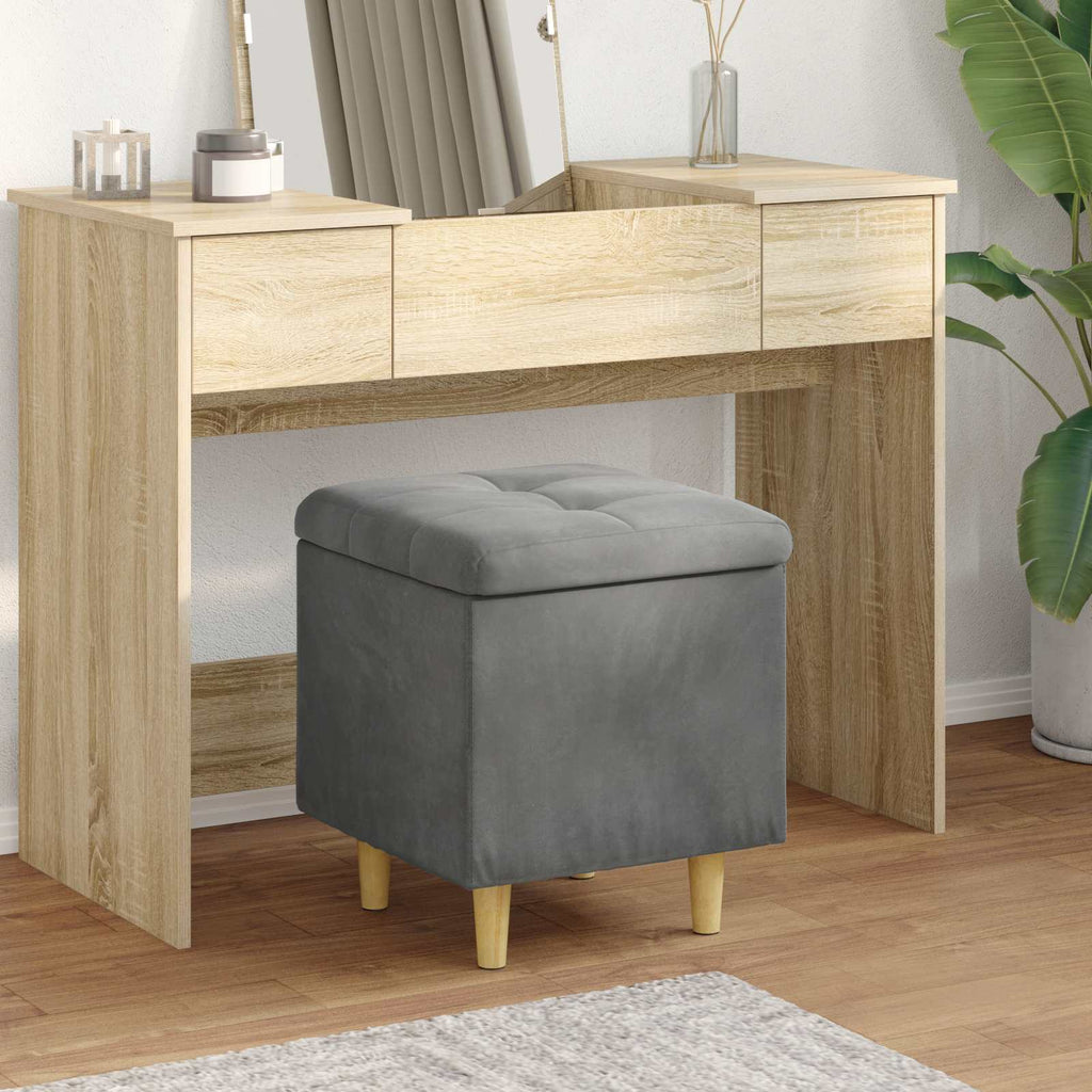 Pouf contenitore Grigio scuro 40 x 40 x 45 cm Velluto