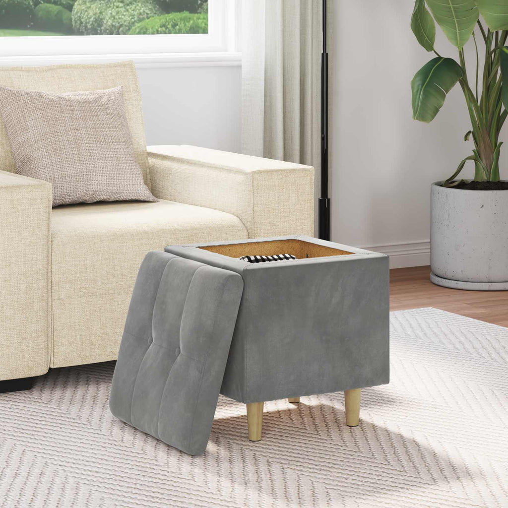 Pouf contenitore Grigio scuro 40 x 40 x 45 cm Velluto