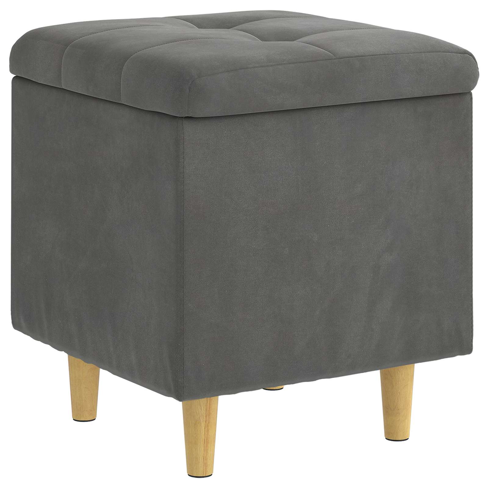 Pouf contenitore Grigio scuro 40 x 40 x 45 cm Velluto