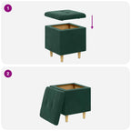 Pouf contenitore Verde Scuro 40 x 40 x 45 cm Velluto