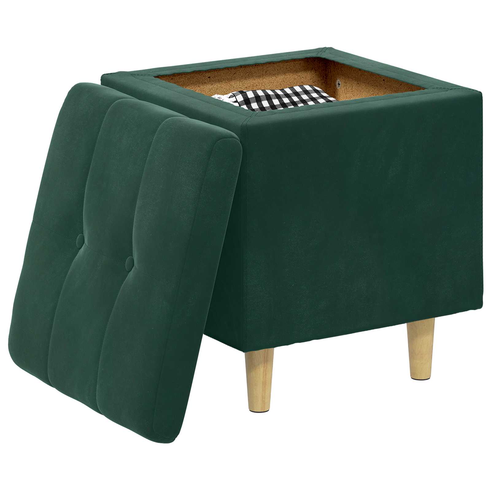 Pouf contenitore Verde Scuro 40 x 40 x 45 cm Velluto