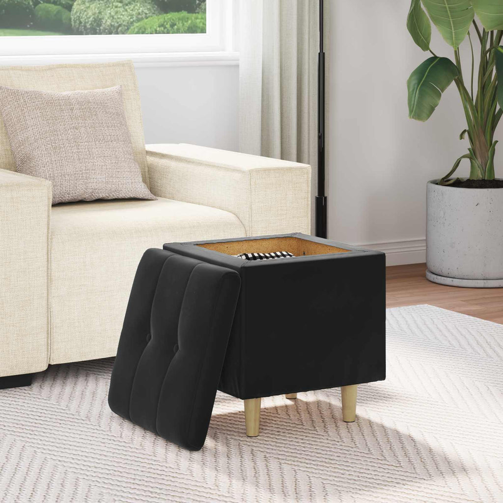 Pouf contenitore con cuscino Nero 40 x 40 x 45 cm Velluto