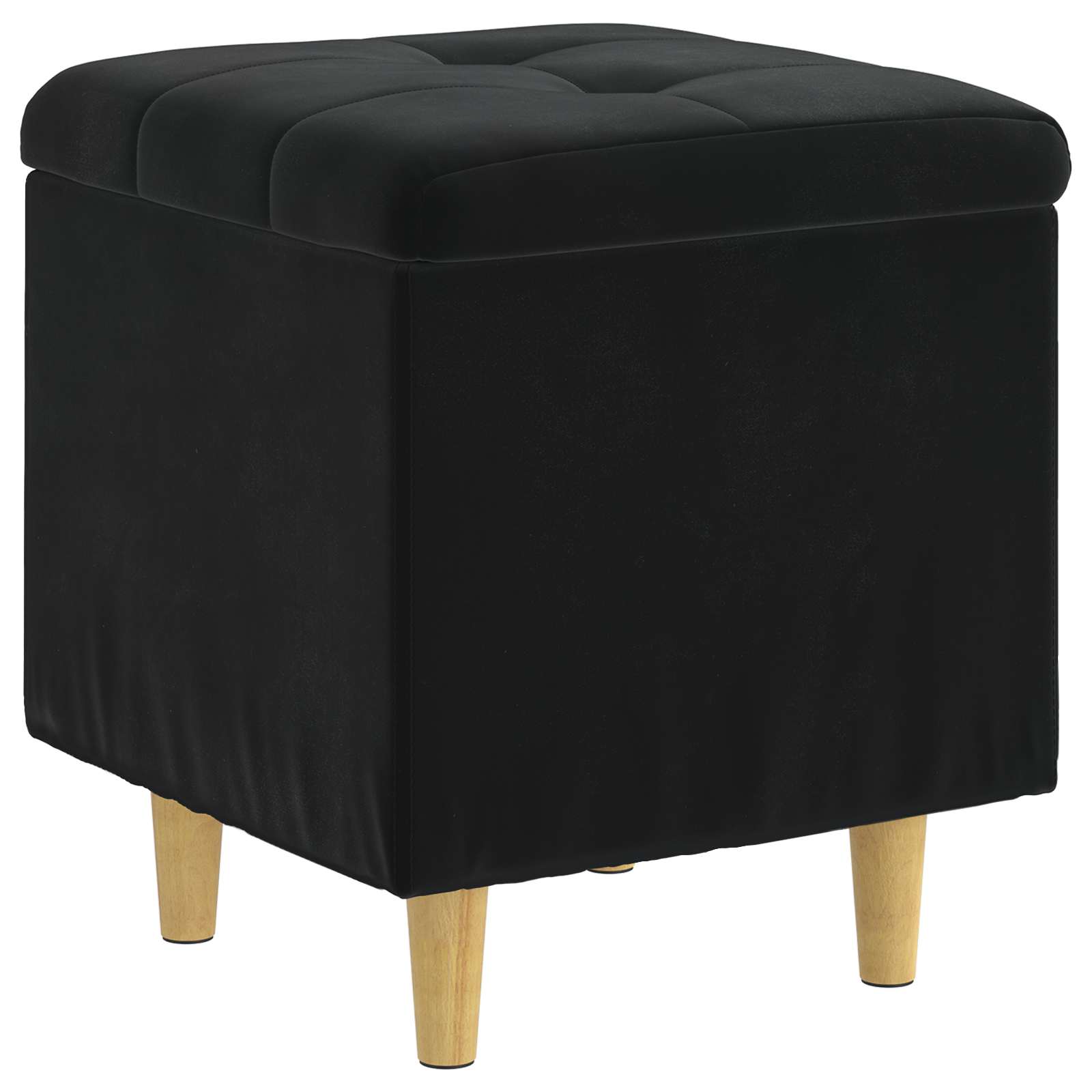 Pouf contenitore con cuscino Nero 40 x 40 x 45 cm Velluto