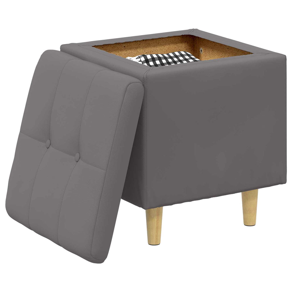 Pouf contenitore Grigio 40 x 40 x 45 cm Pelle sintetica