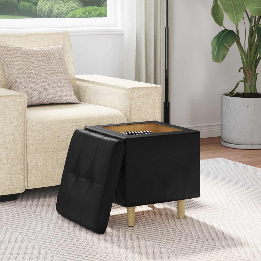 Pouf contenitore Nero 40 x 40 x 45 cm Pelle sintetica