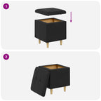 Pouf contenitore Nero 40 x 40 x 45 cm Pelle sintetica