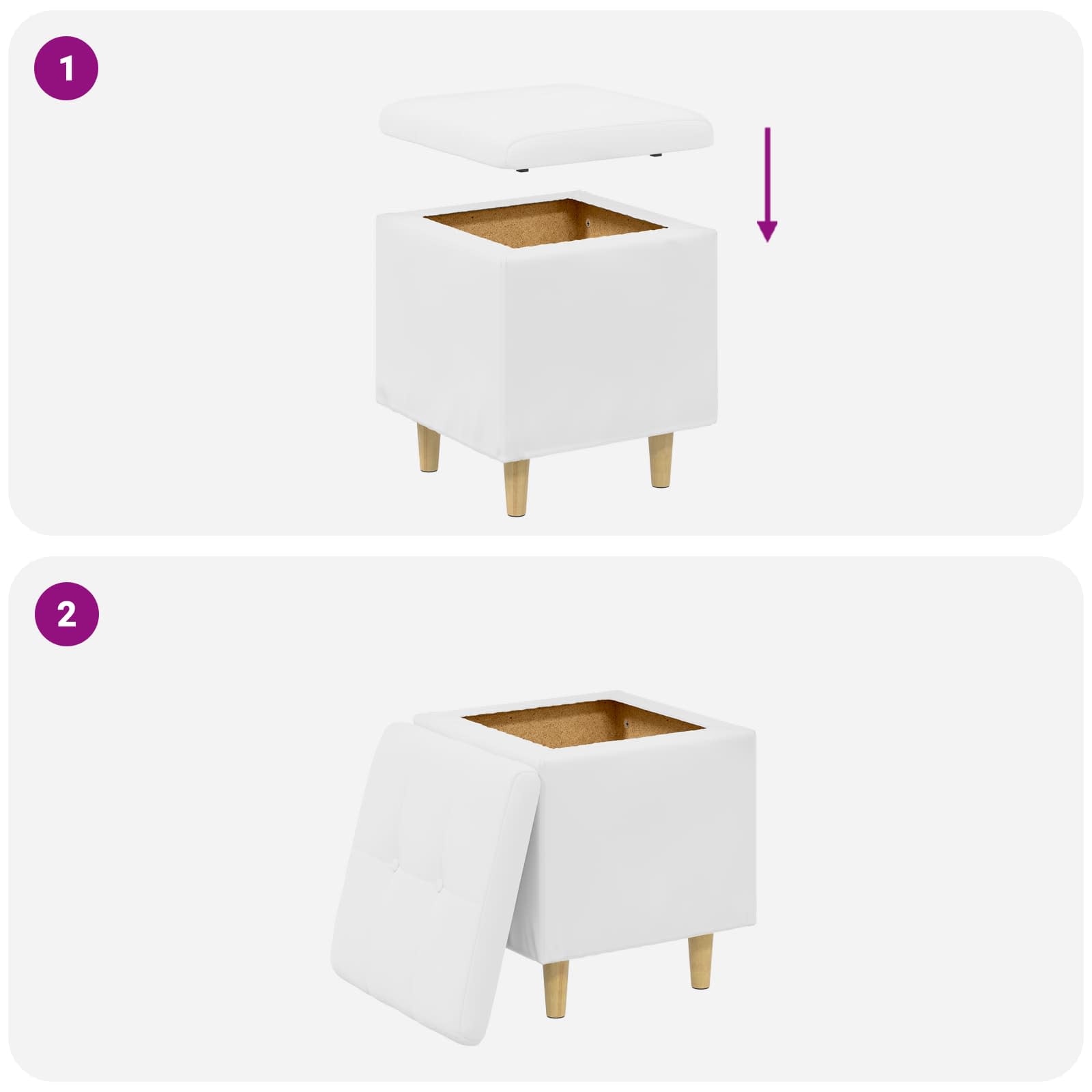 Pouf contenitore Bianco 40 x 40 x 45 cm Pelle sintetica