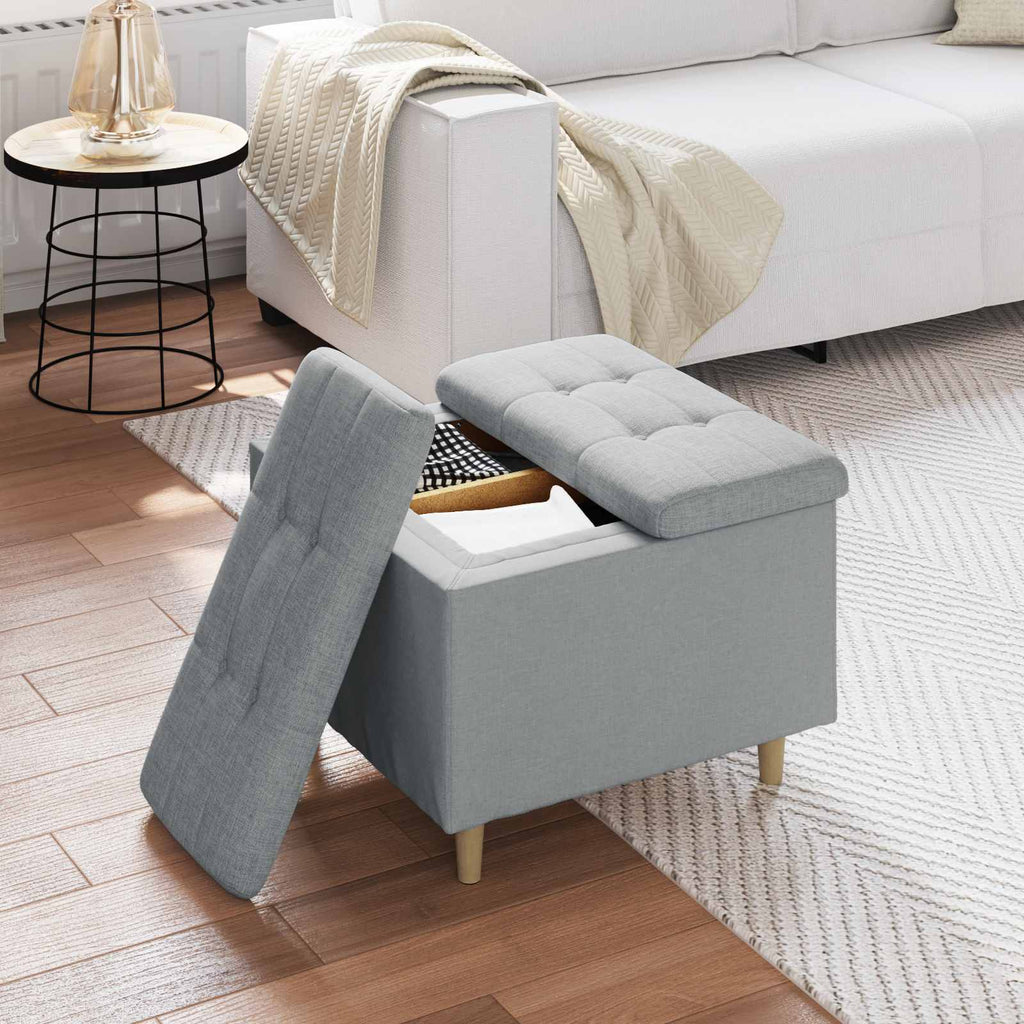 Pouf contenitore Grigio chiaro 60 x 60 x 45 cm Tessuto