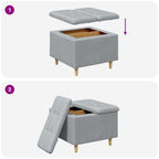 Pouf contenitore Grigio chiaro 60 x 60 x 45 cm Tessuto