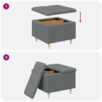 Pouf contenitore Grigio scuro 60 x 60 x 45 cm Tessuto