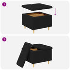Pouf contenitore con cuscino Nero 60 x 60 x 45 cm Tessuto