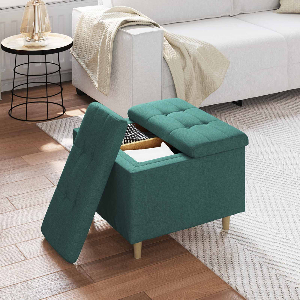 Pouf contenitore Verde Scuro 60 x 60 x 45 cm Tessuto