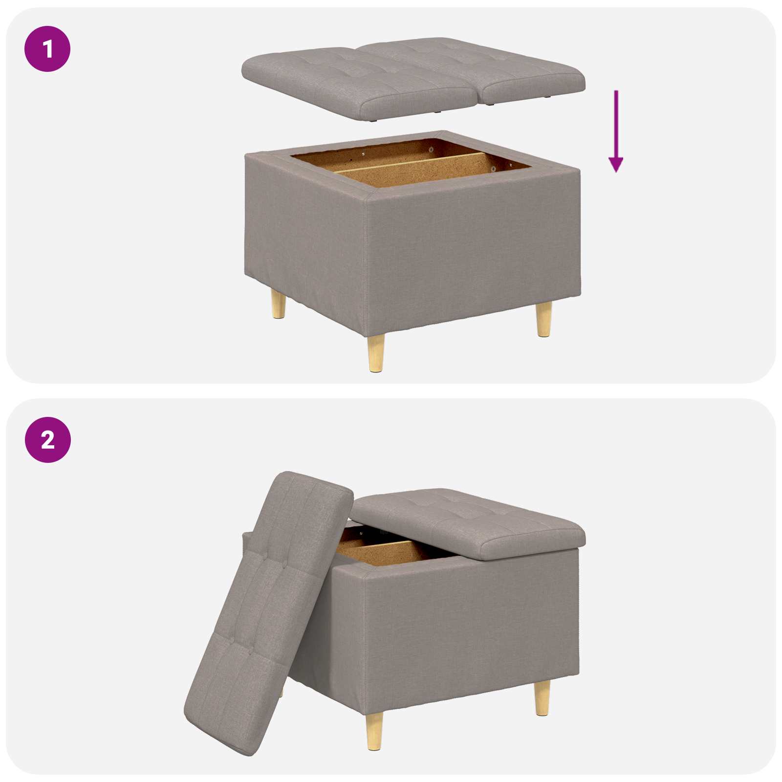 Pouf contenitore con cuscino Talpa 60 x 60 x 45 cm Tessuto