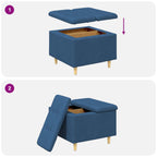 Pouf contenitore con cuscino Blu 60 x 60 x 45 cm Tessuto