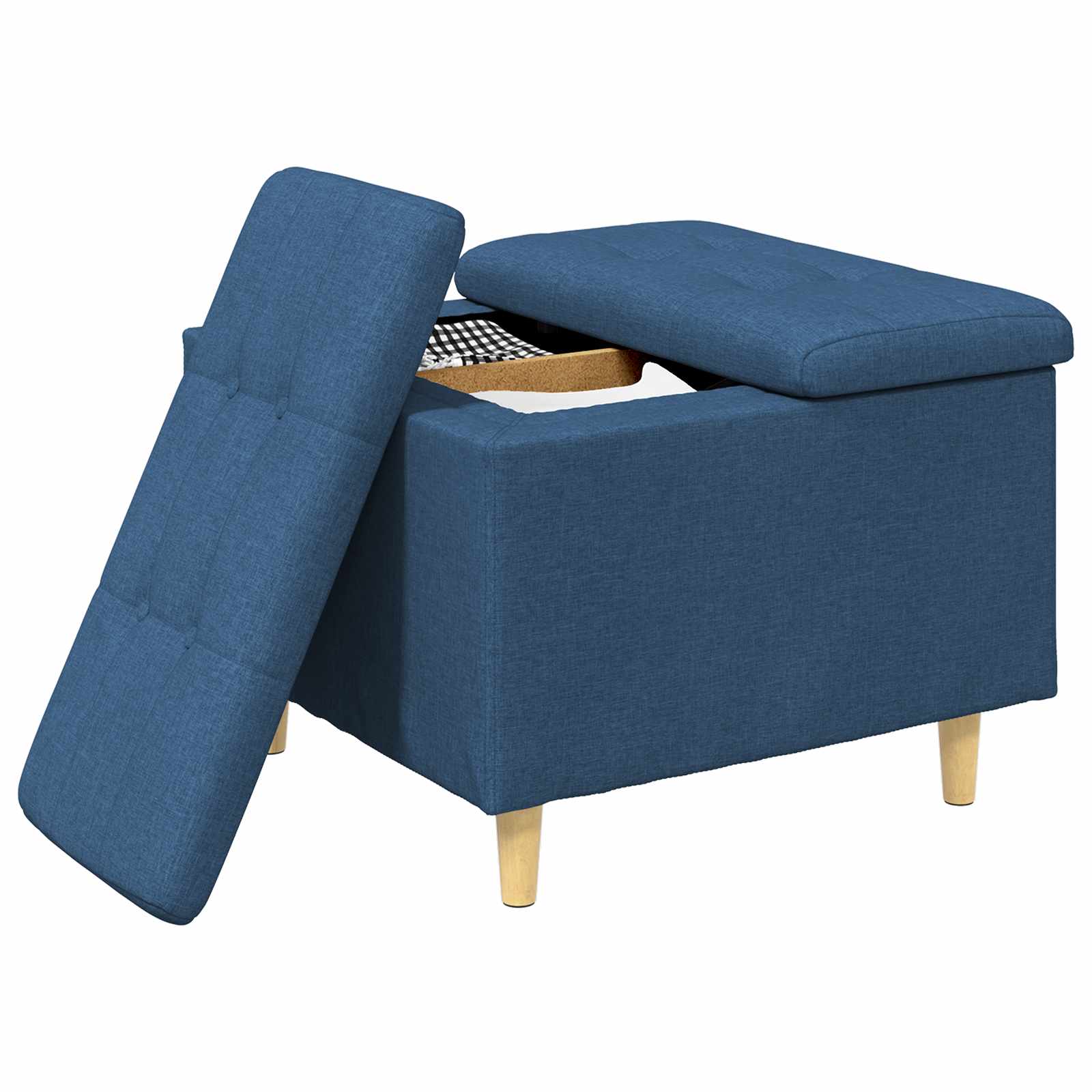 Pouf contenitore con cuscino Blu 60 x 60 x 45 cm Tessuto