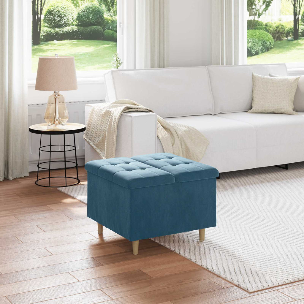 Pouf contenitore con cuscino Blu 60 x 60 x 45 cm Velluto