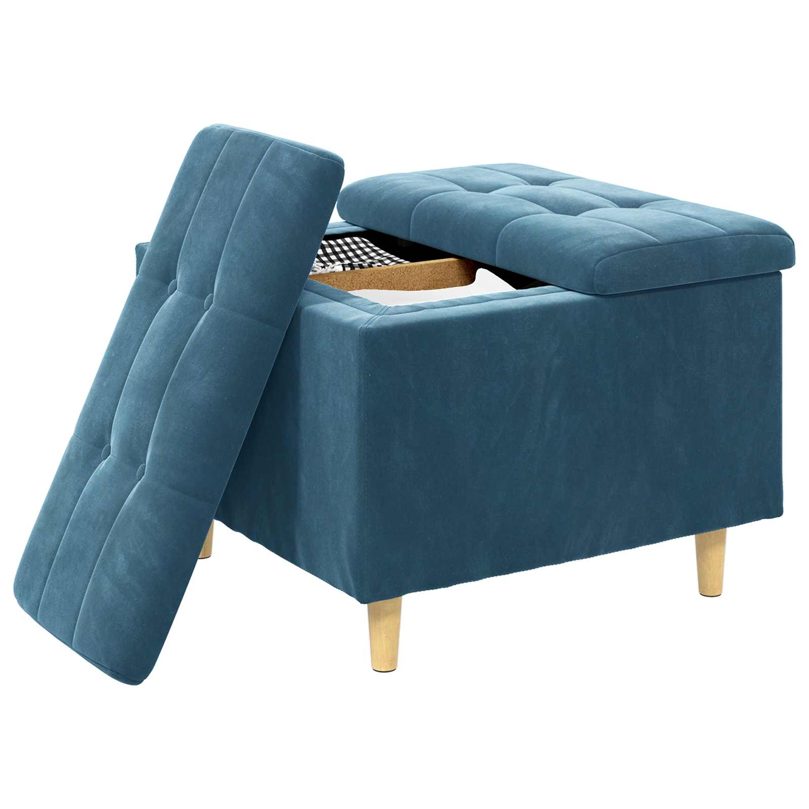 Pouf contenitore con cuscino Blu 60 x 60 x 45 cm Velluto