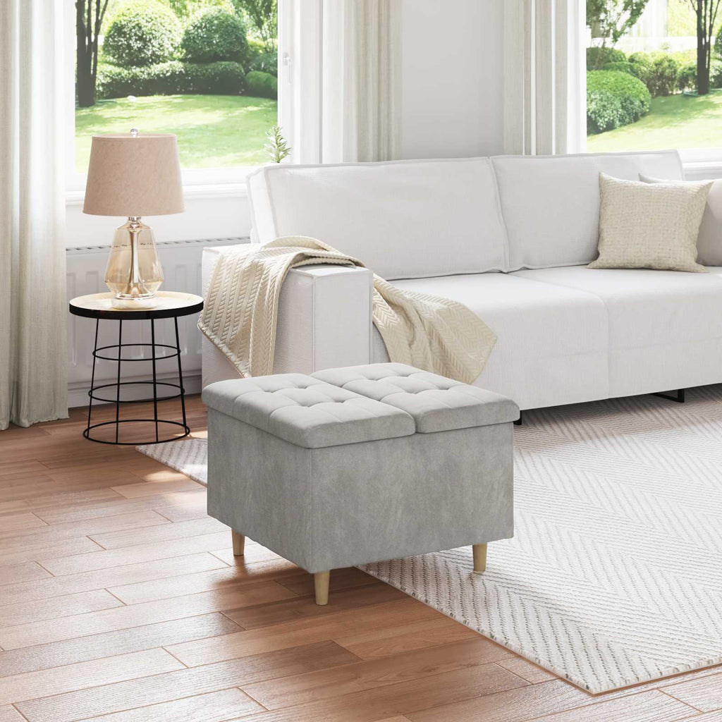 Pouf contenitore Grigio chiaro 60 x 60 x 45 cm Velluto