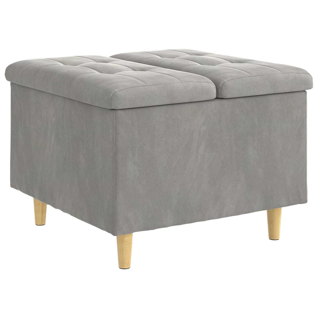 Pouf contenitore Grigio chiaro 60 x 60 x 45 cm Velluto