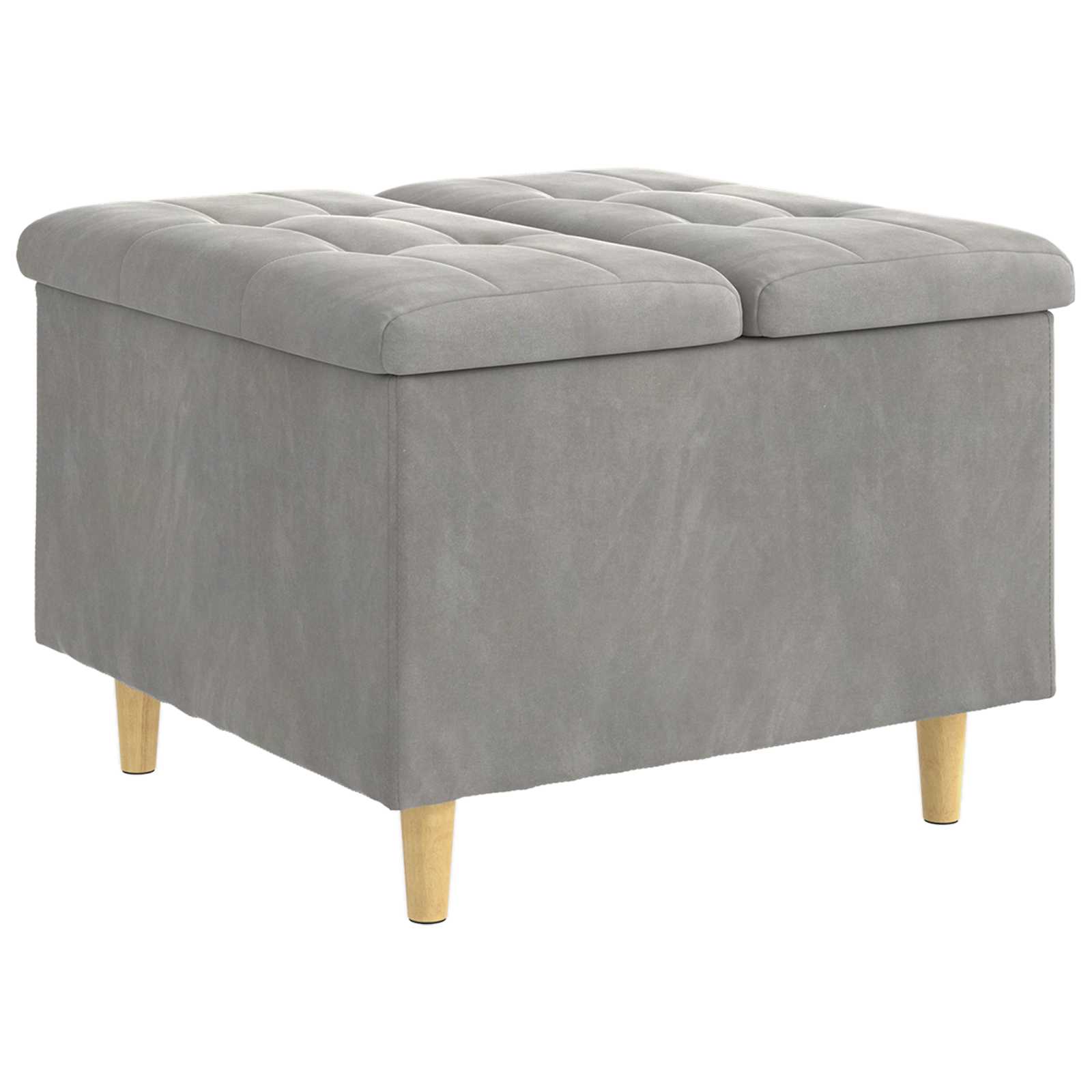 Pouf contenitore Grigio chiaro 60 x 60 x 45 cm Velluto