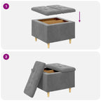 Pouf contenitore Grigio scuro 60 x 60 x 45 cm Velluto
