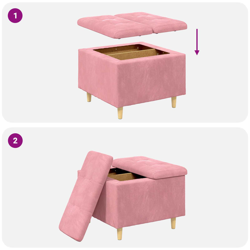 Pouf contenitore con cuscino Rosa 60 x 60 x 45 cm Velluto