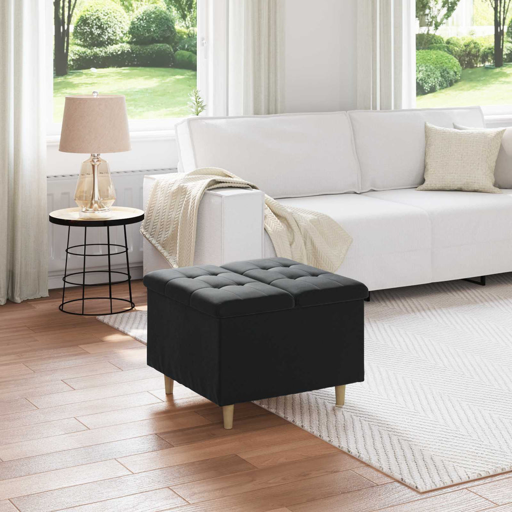 Pouf contenitore con cuscino Nero 60 x 60 x 45 cm Velluto
