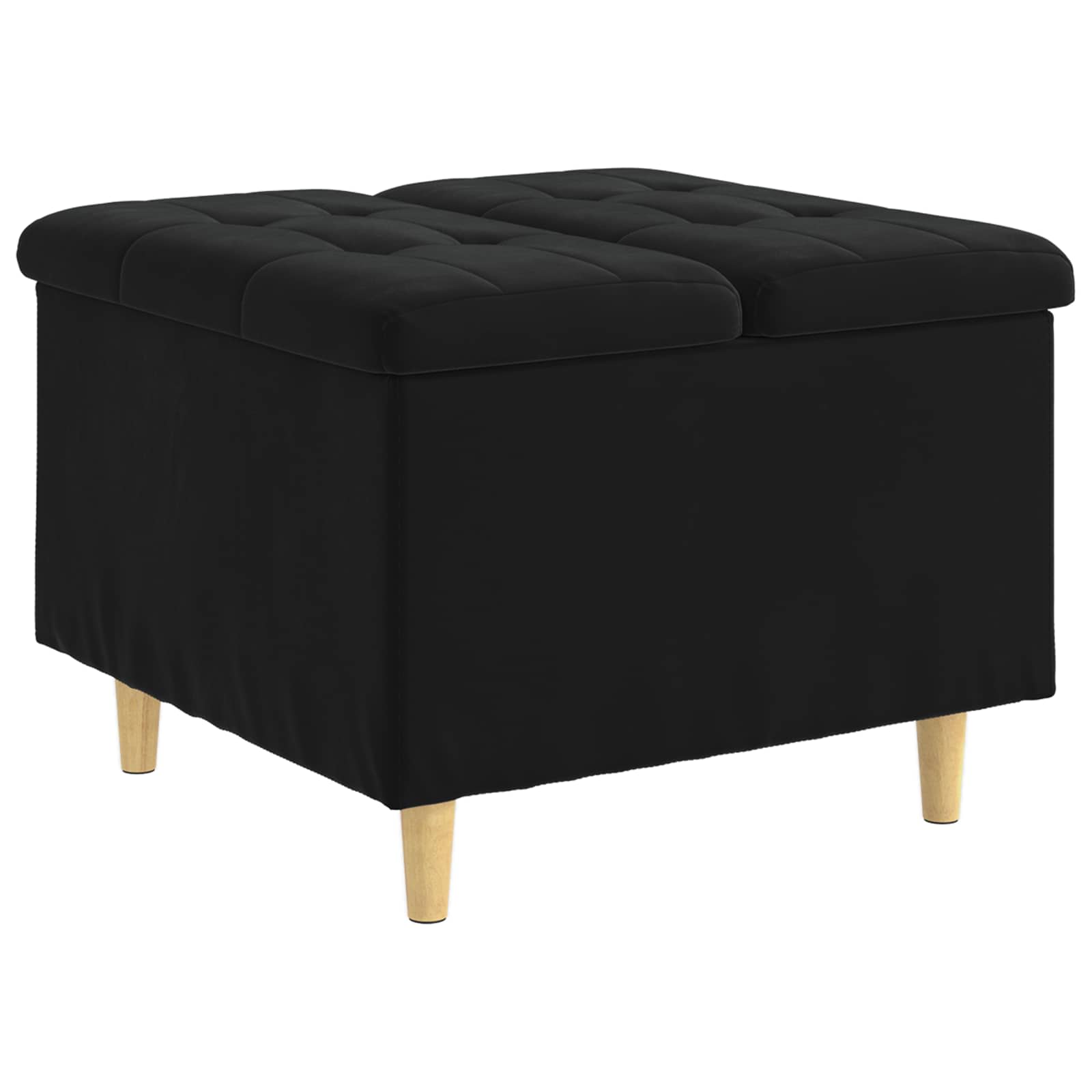 Pouf contenitore con cuscino Nero 60 x 60 x 45 cm Velluto