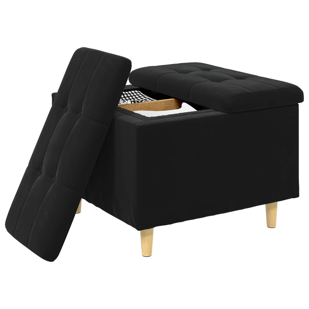 Pouf contenitore con cuscino Nero 60 x 60 x 45 cm Velluto