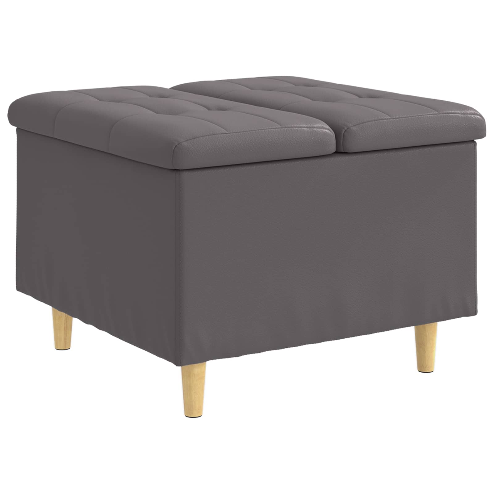Pouf contenitore Grigio 60 x 60 x 45 cm Pelle sintetica