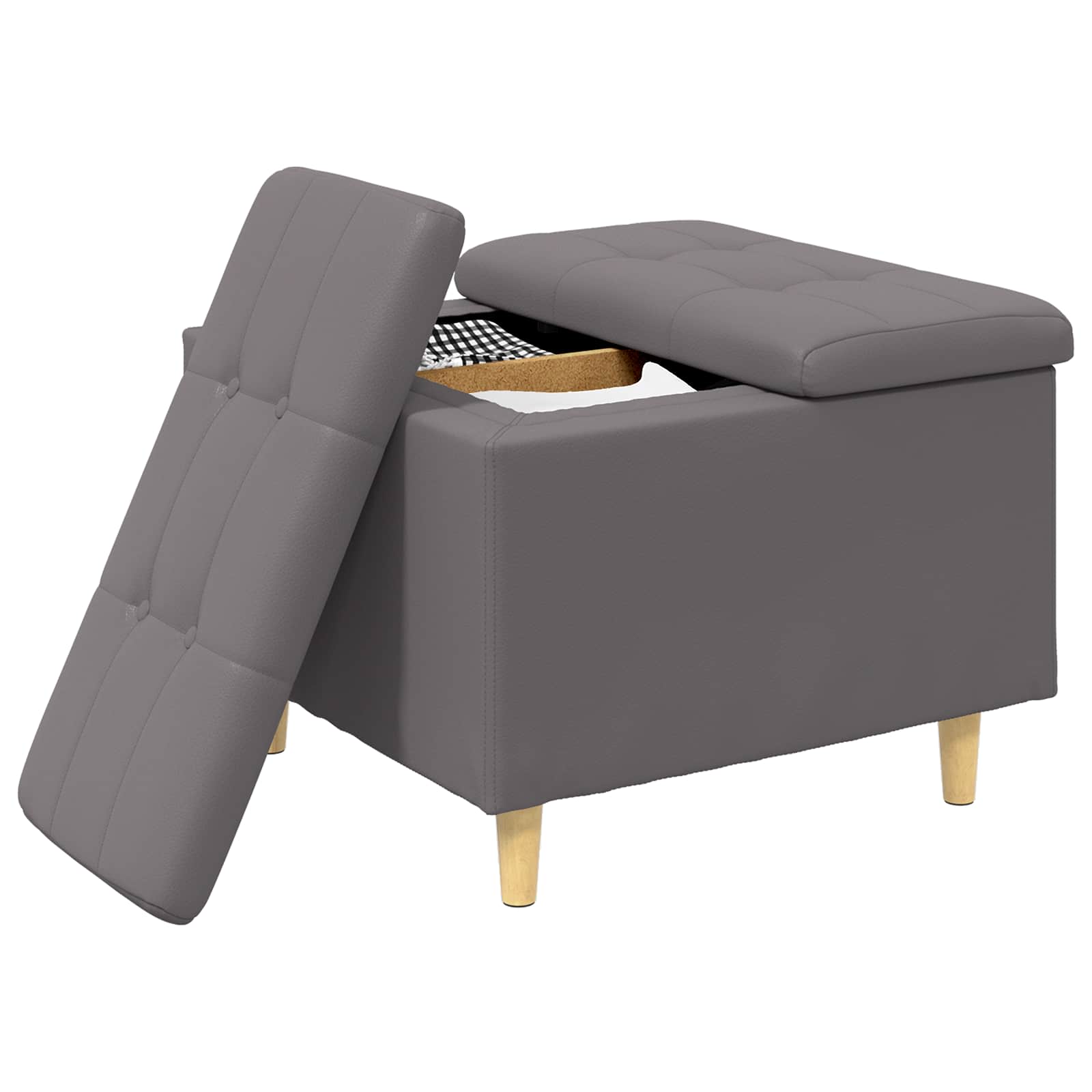 Pouf contenitore Grigio 60 x 60 x 45 cm Pelle sintetica