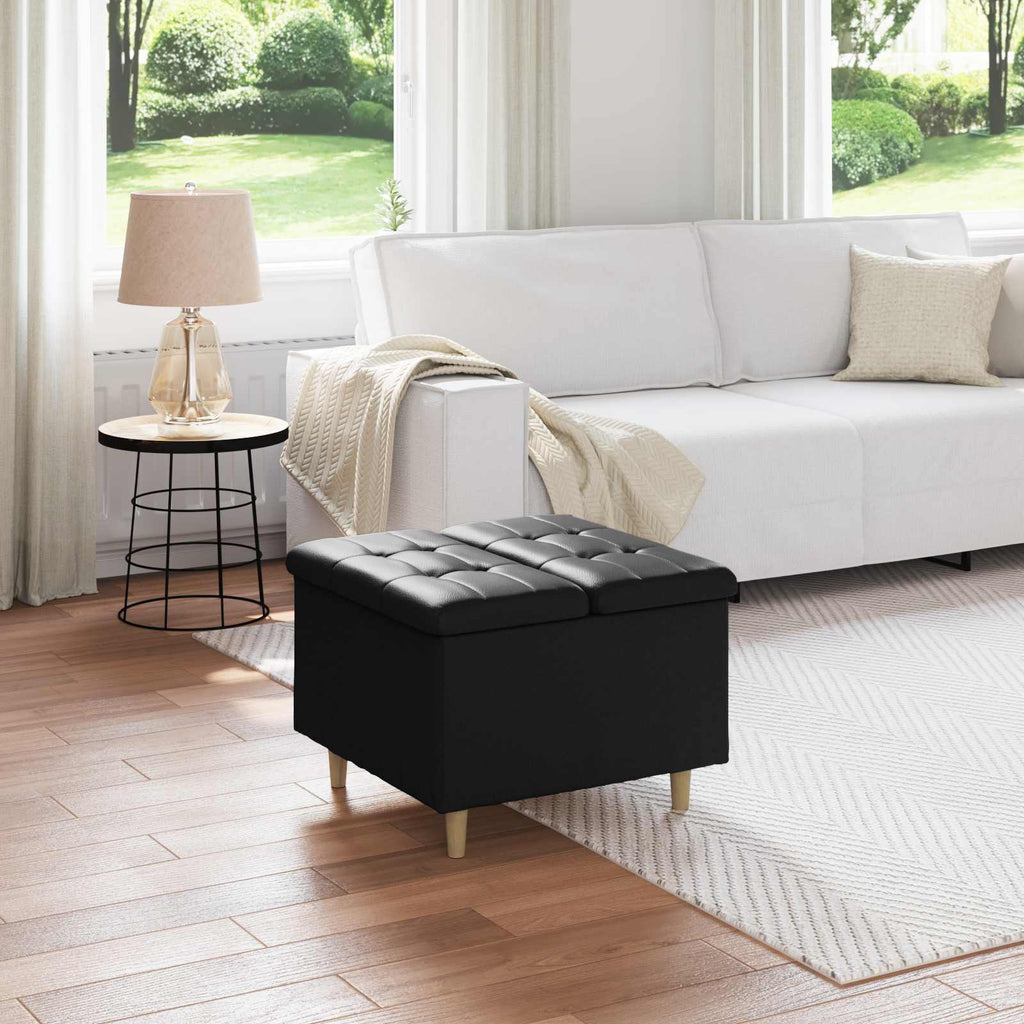 Pouf contenitore Nero 60 x 60 x 45 cm Pelle sintetica
