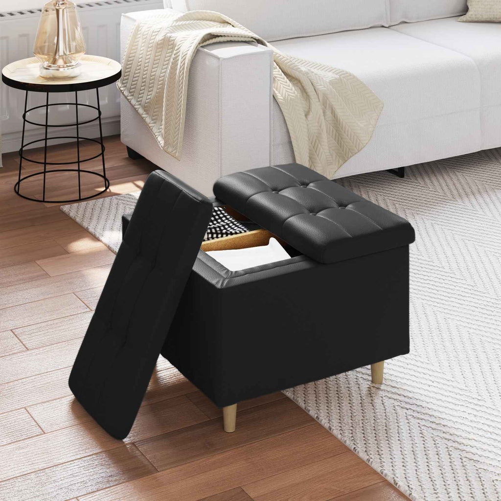 Pouf contenitore Nero 60 x 60 x 45 cm Pelle sintetica