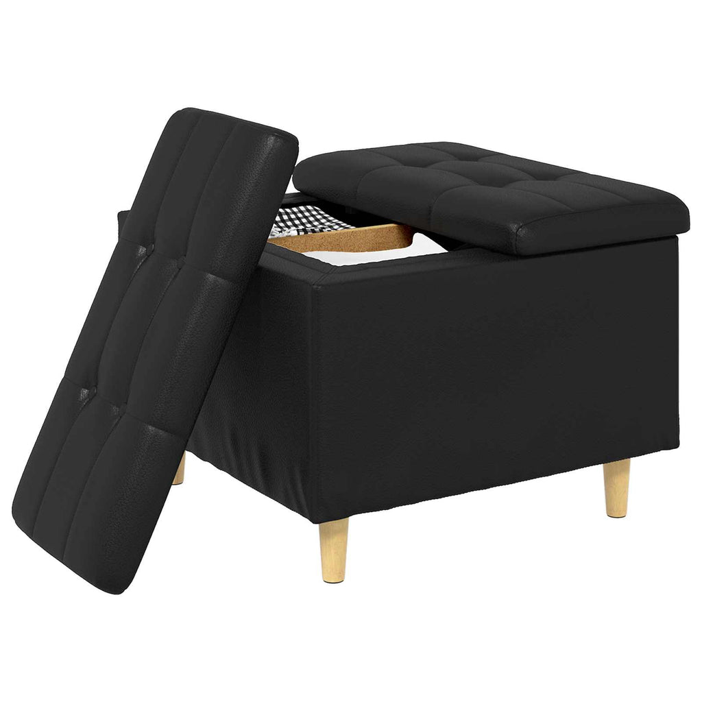 Pouf contenitore Nero 60 x 60 x 45 cm Pelle sintetica