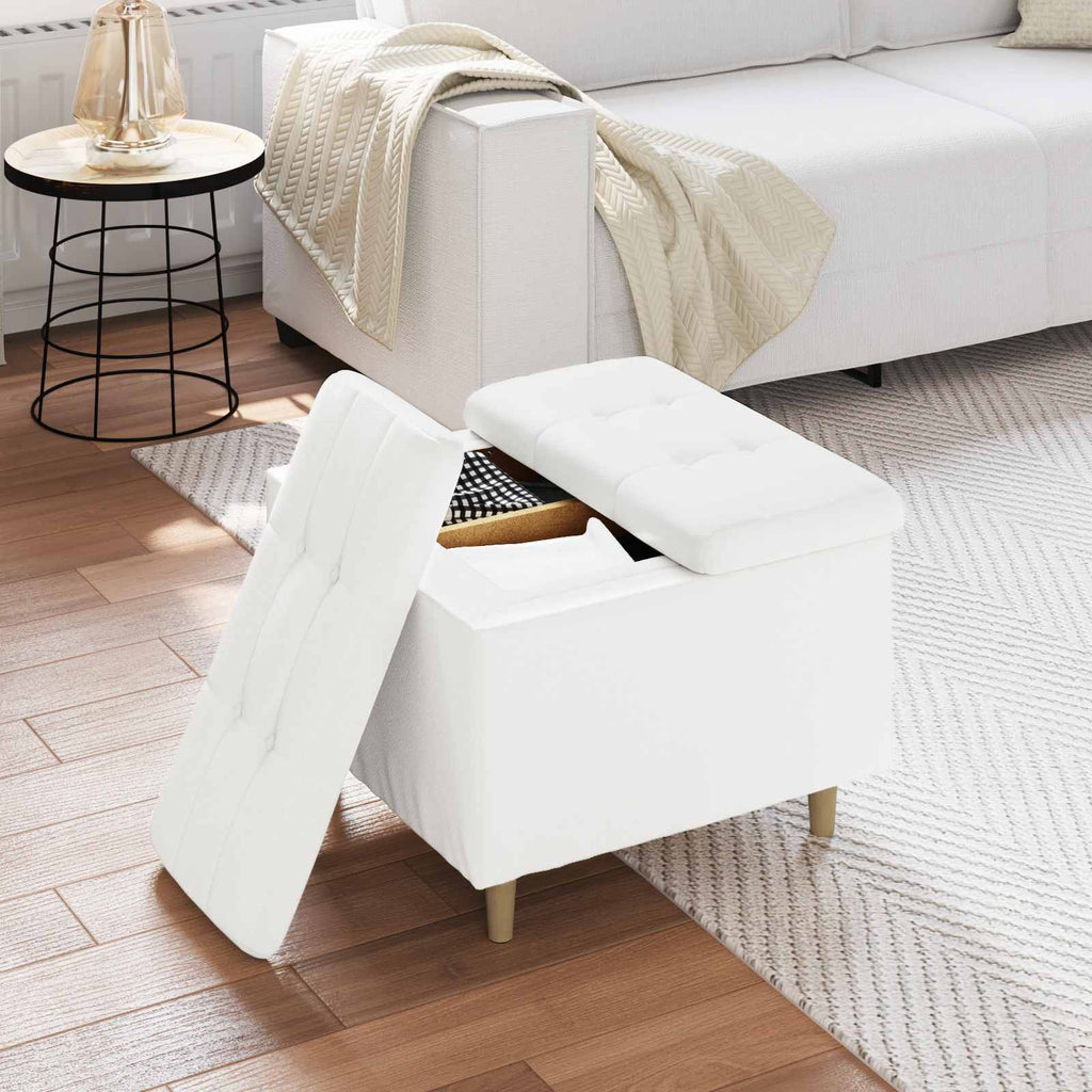 Pouf contenitore Bianco 60 x 60 x 45 cm Pelle sintetica