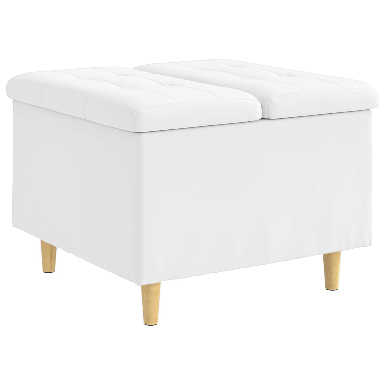 Pouf contenitore Bianco 60 x 60 x 45 cm Pelle sintetica